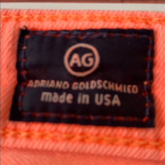 AG The Stevie Ankle slim neon coral straight jeans - Picture 4 of 7